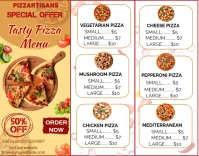 Printable pizza menu template Póster/Tablero