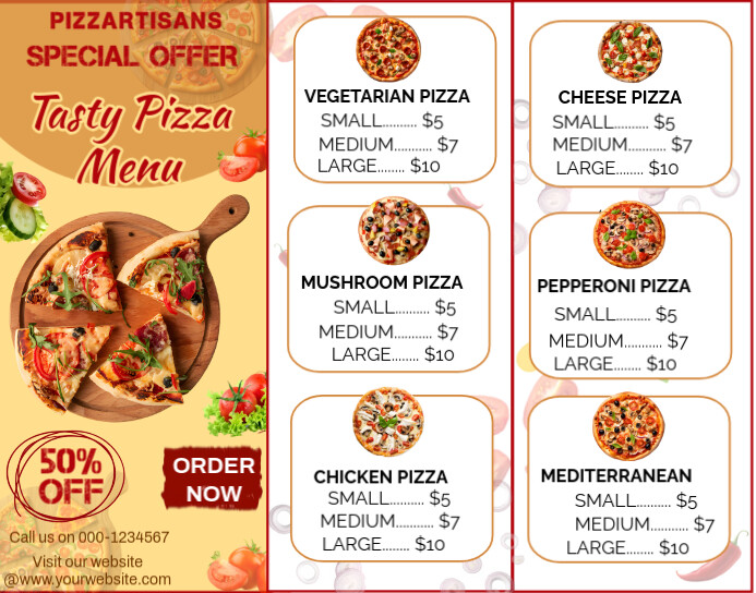 Printable Pizza Menu Template PosterMyWall