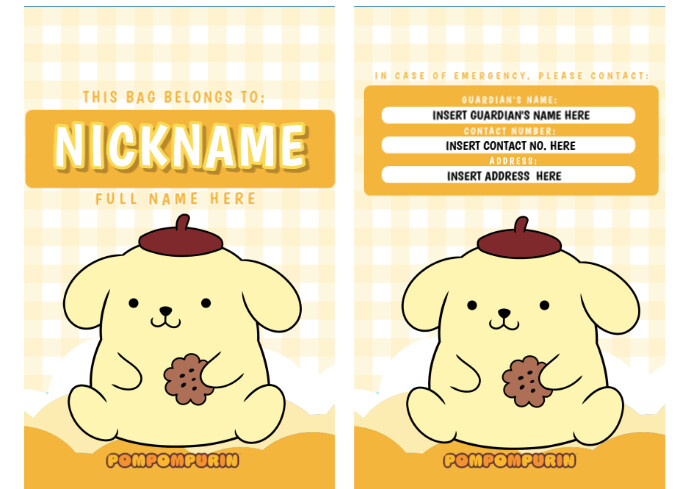 Amarelo Personalized Bag Tag A4 Modelo | PosterMyWall