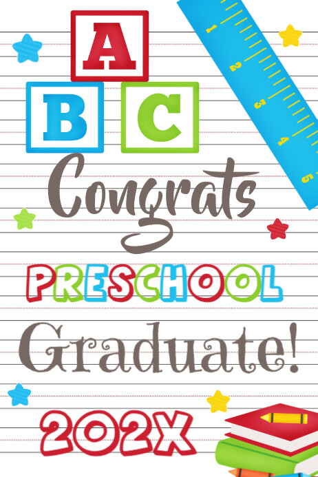 Printable Preschool Graduation Gift Tags Banner 4' × 6' template