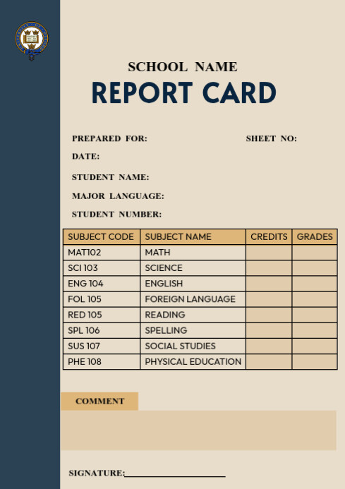 Printable Report Card Template Design | PosterMyWall Printable Report Card Template Design | PosterMyWall