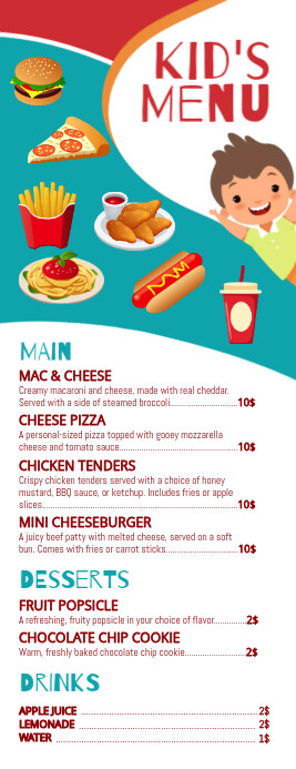 Kids Read Menu Printable Kids Menus For Restaurants