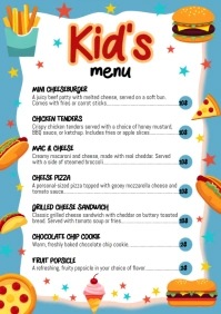 Printable Restaurant Kid's Menu Template Design- Free Download A4