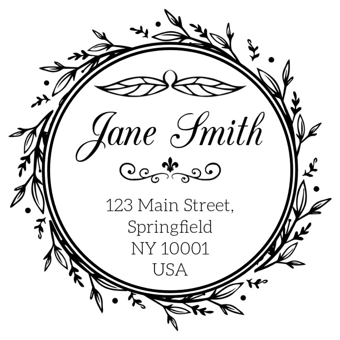 Printable Round Circle Elegant Return Address Label Sticker Stamp ...