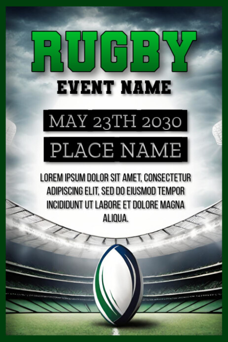Plantilla de Printable Rugby Poster Template Design | PosterMyWall
