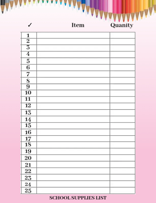 Printable School Supplies List Template PosterMyWall