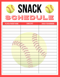 Printable Softball Snack Schedule Sign Up She Flyer (US Letter) template