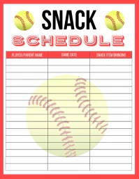 Printable Softball Snack Schedule Sign Up She Flyer (US Letter) template