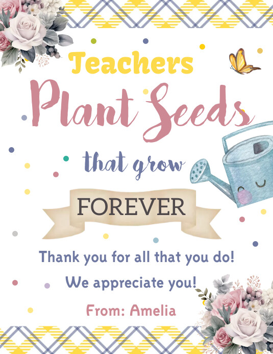 Printable Teacher Appreciation Flower Gift Ta Templat PosterMyWall