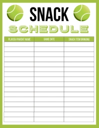 Printable Tennis Snack Schedule Flyer (US-Letter) template