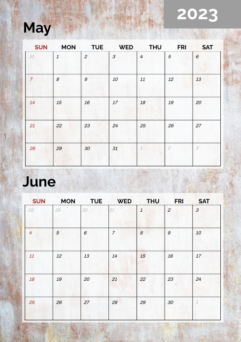 Printable two month calendar may june Template | PosterMyWall Printable two month calendar may june Template | PosterMyWall