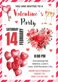 Printable Valentine Day Party Invitation A6 template