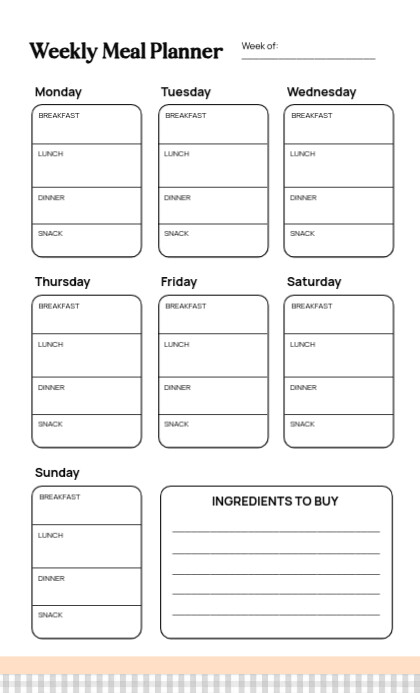 Printable Weekly Meal Planner Journal Us Legal Template | PosterMyWall