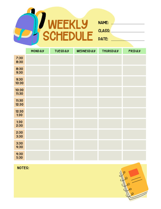 Printable Weekly School Schedule – Cute Pastel Student Planner Template ...