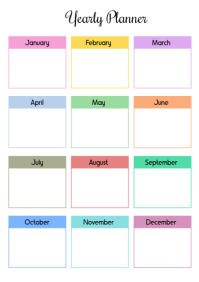 Printable Yearly Planner, One-Page Year Overview, Yearly Overview Template A4