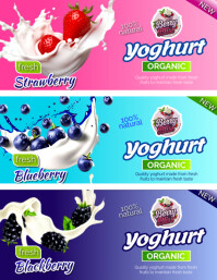 Printable Yogurt bottle packaging DIY labels sticker design template Рекламная листовка (US Letter)
