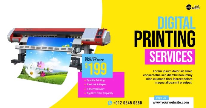 Printing Service Ad Template Isithombe Esabiwe ku-Facebook