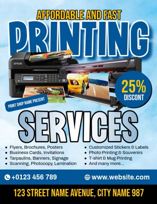 Printing Services Flyer (US Letter) template