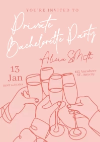 Private Bachelorette Party Invitation A4 template