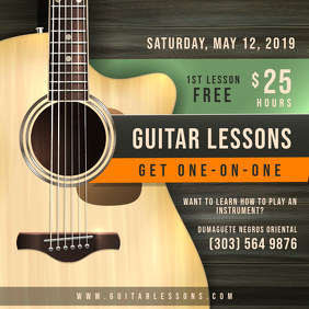 Private Guitar Lesson Class Advert Square (1:1) template