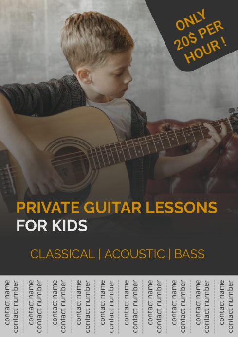 Private Guitar Lessons Flyer Free Printable T A4 template