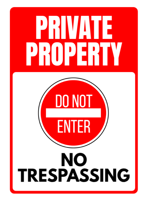 Private Property Sign A4 template
