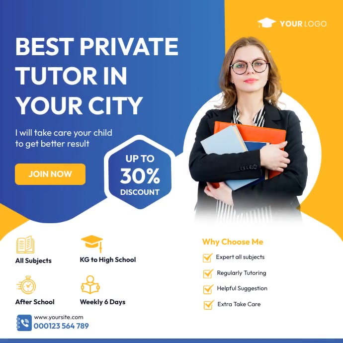Private Tutor, Home Tutoring, Tution Square Квадрат (1 : 1) template