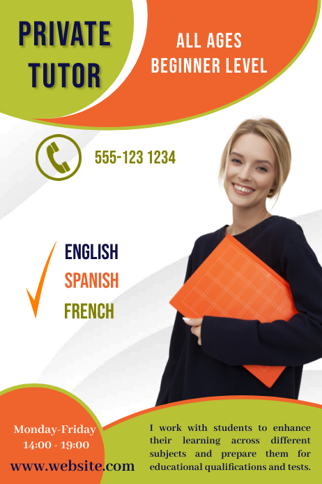 Private Lesson Poster Example Private tutor Template | PosterMyWall