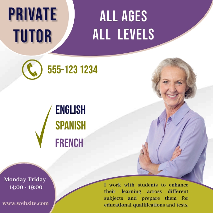 Private Lesson Poster Example Private tutor flyer Template | PosterMyWall