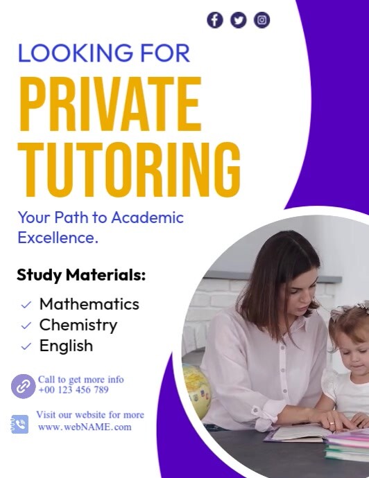 Private Lesson Poster Example Private Tutoring Template | PosterMyWall