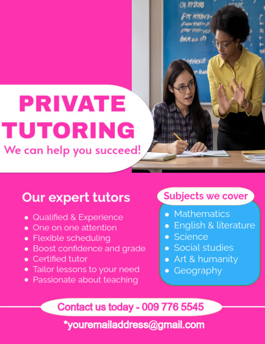 Private Lesson Poster Example Private tutoring flyer Template | PosterMyWall