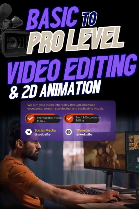 Pro Basic Video Editing Poster template