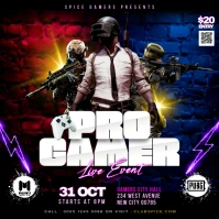 Pro gameing event invitation Instagram flyer post template