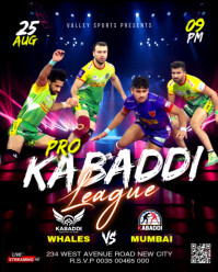 Pro kabaddi league tournament championship competition match schedule editable poster flyer template Instagram Portrait