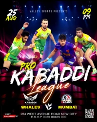 Pro kabaddi league tournament championship competition match schedule editable poster flyer template Instagram Portrait