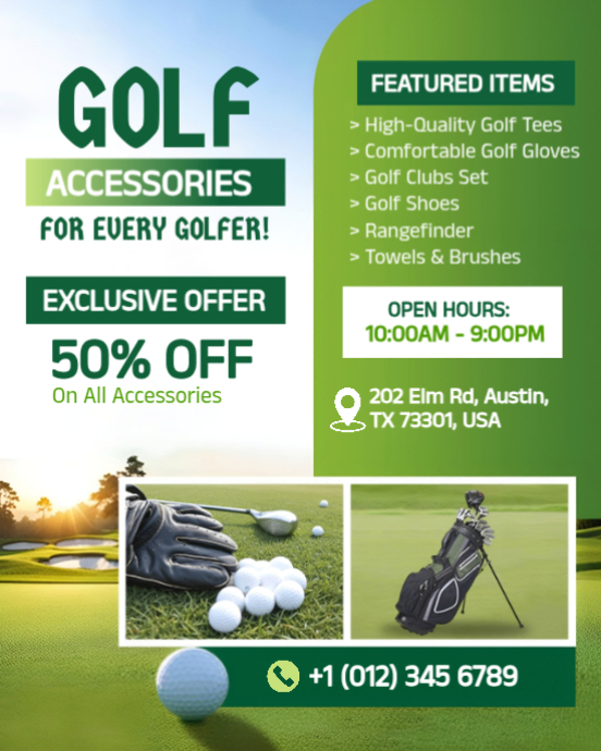 Pro Shop Golf Accessories & Retail Sale Promo Flyer Template | PosterMyWall
