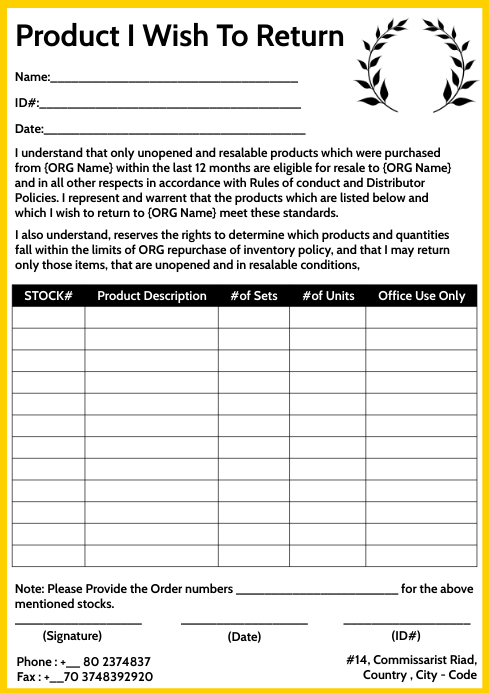 Product Return Form Template | PosterMyWall