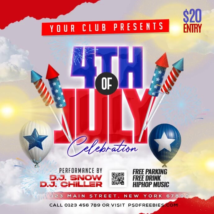 Profesional 4 De July Inde Publicación De Ins Instagram Post template