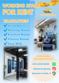 Office For Rent Poster White Office Space For Rent A4 Template | PosterMyWall