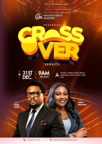 黑色 Church Crossover Service A4 Template