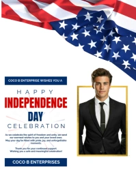Professional 4th of July Independence Day Business Greeting Flyer Template Instagram Portrait