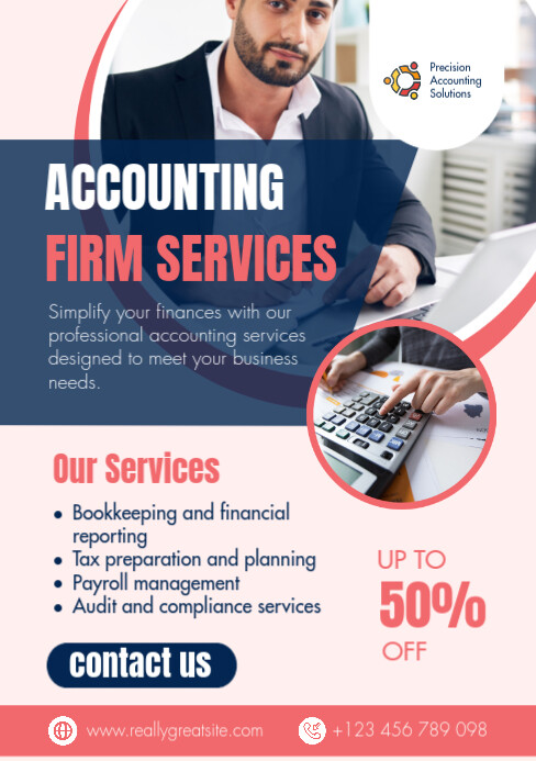 Bookkeeping Advert Examples Professional Accounting Firm Services Poster Template | PosterMyWall