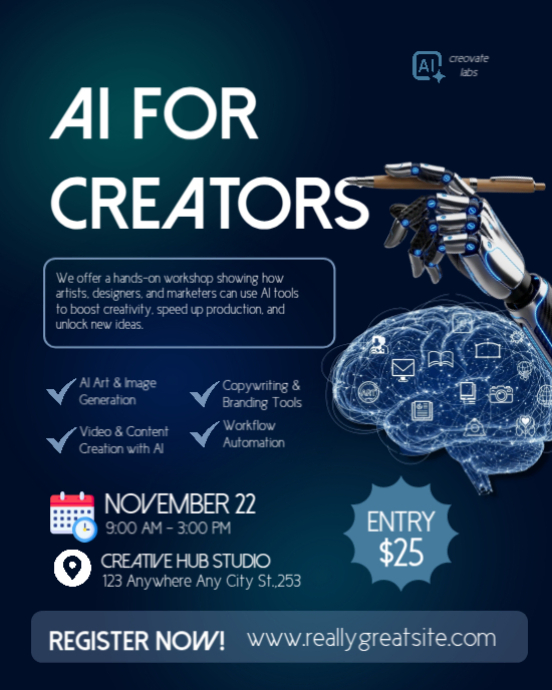 Professional Ai For Creators Poster Template – Artificial Intelligence ...