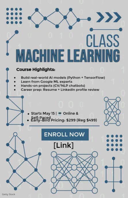 Professional Ai Machine Learning Class Training Geometric  Tabloid Tablóide template