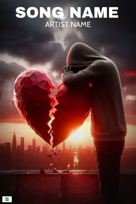 Professional Alone Man With Heart Song Album Cover Poster Template ...