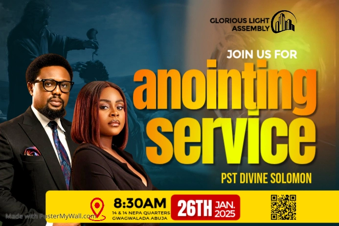Black Anointing Service Posters Template | PosterMyWall