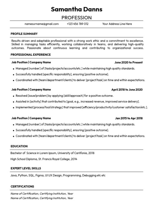 White Professional Resume A4 Template | PosterMyWall