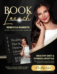 Professional Author Book Launch Black & Gold Advertisement Flyer template