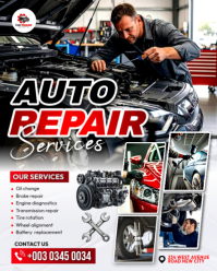 Professional Auto Repair automobile vehicle car fixing mechanic automotive garage workshop Services Instagram Portrait template