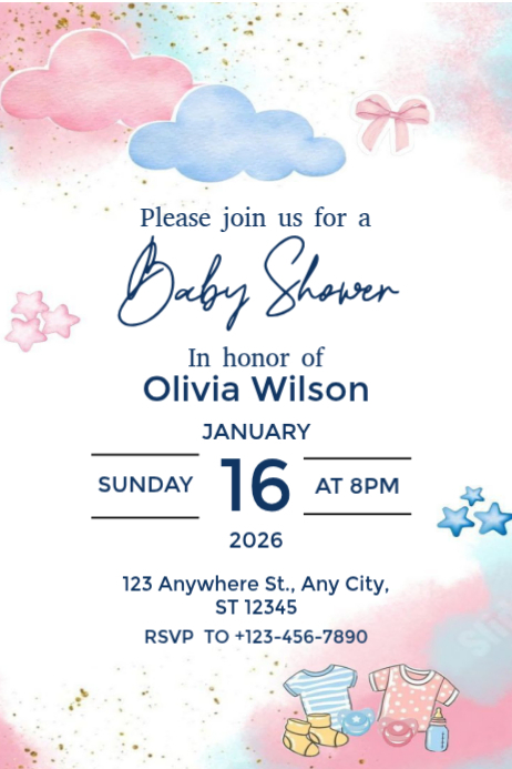 Professional Baby Shower Invitation Poster Template | PosterMyWall